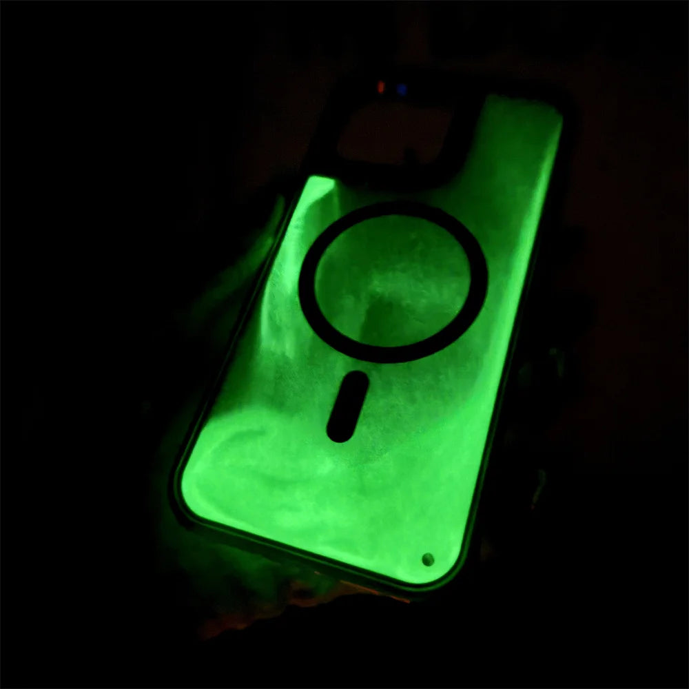 Magsafe Fluorescent Liquid Quicksand Glowing Phone Case – Wireless Charging Protective Cover